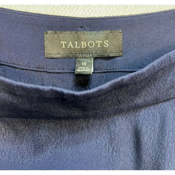 Talbots Womens Preppy Midi Skirt Stretch Size 18 Blue Button Side Zipper Casual - Picture 3 of 12